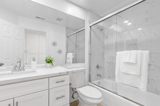 1194 Erin Dr, El Cajon, CA 92020 - full bathroom featuring visible vents, vanity, shower / bath combination with glass door, and toilet
