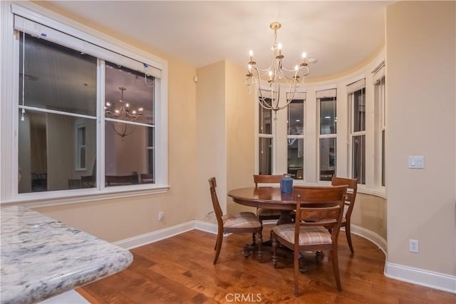 3499 Viewfield Ave, Hacienda Heights, CA 91745 - dining area featuring baseboards, a notable chandelier, and wood finished floors