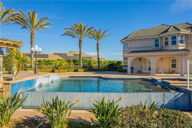 3499 Viewfield Ave, Hacienda Heights, CA 91745 - view of swimming pool with a patio area, a fenced in pool, and an in ground hot tub