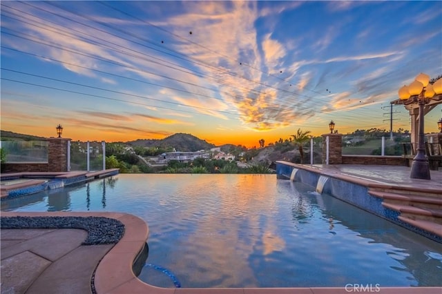 3499 Viewfield Ave, Hacienda Heights, CA 91745 - view of swimming pool with a mountain view and a pool with connected hot tub