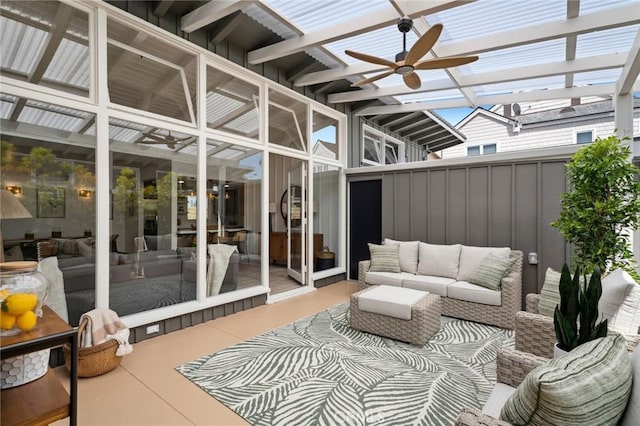 432 Seville Ave, Newport Beach, CA 92661 - sunroom featuring beam ceiling and a skylight