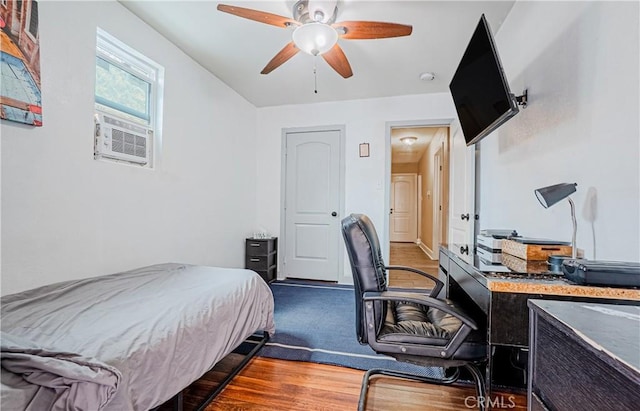 791 W 2nd St, San Pedro, CA 90731 - bedroom featuring wood finished floors, cooling unit, and a ceiling fan