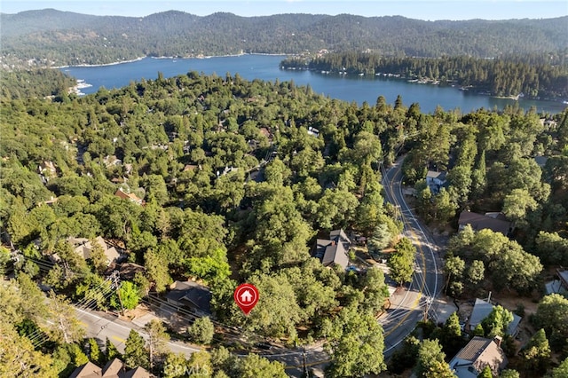 27979 N Bay Rd, Lake Arrowhead, CA 92352 - aerial view with a wooded view and a water view