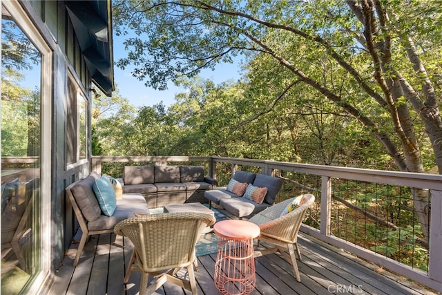 27979 N Bay Rd, Lake Arrowhead, CA 92352 - wooden terrace with an outdoor living space