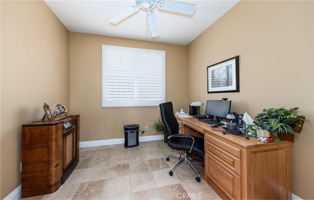 1765 Desert Poppy Ln, Beaumont, CA 92223 - office featuring ceiling fan and baseboards