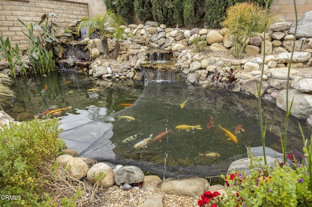 details featuring a garden pond