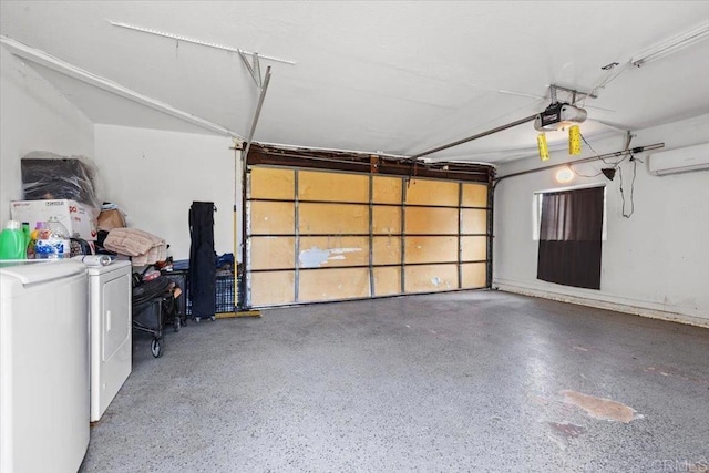 111 69th St, San Diego, CA 92114 - garage with washer / clothes dryer, a wall unit AC, and a garage door opener