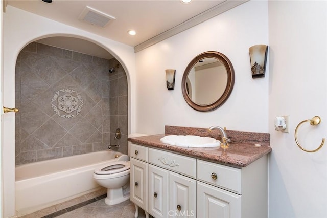 345 Pioneer Dr Unit 1705, Glendale, CA 91203 - bathroom with vanity, toilet, bathing tub / shower combination, and recessed lighting