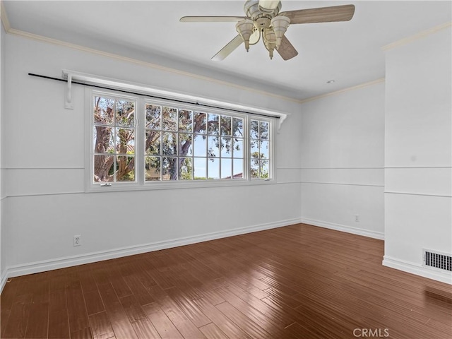 6608 Via Siena, Rancho Palos Verdes, CA 90275 - empty room with ceiling fan, ornamental molding, baseboards, and wood finished floors