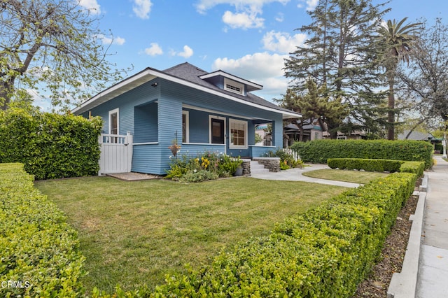 91 W Villa St, Pasadena, CA 91103 - view of front facade featuring a porch, a shingled roof, and a front yard