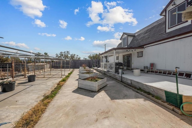 37650 Tripp Flats Rd, Anza, CA 92539 - view of patio / terrace with grilling area, a garden, and a fenced backyard