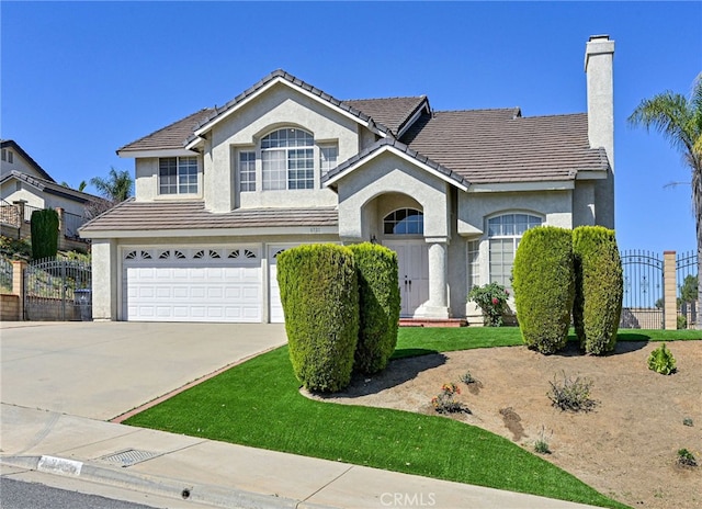 6721 Silver Oak Pl, Riverside, CA 92506 - traditional-style home with stucco siding, a garage, concrete driveway, and fence