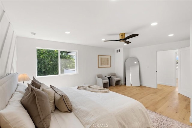 786 Carhart Ave, Fullerton, CA 92833 - bedroom with light wood-style flooring, recessed lighting, and a ceiling fan