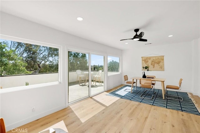 786 Carhart Ave, Fullerton, CA 92833 - dining space with a desk, wood finished floors, a ceiling fan, and recessed lighting