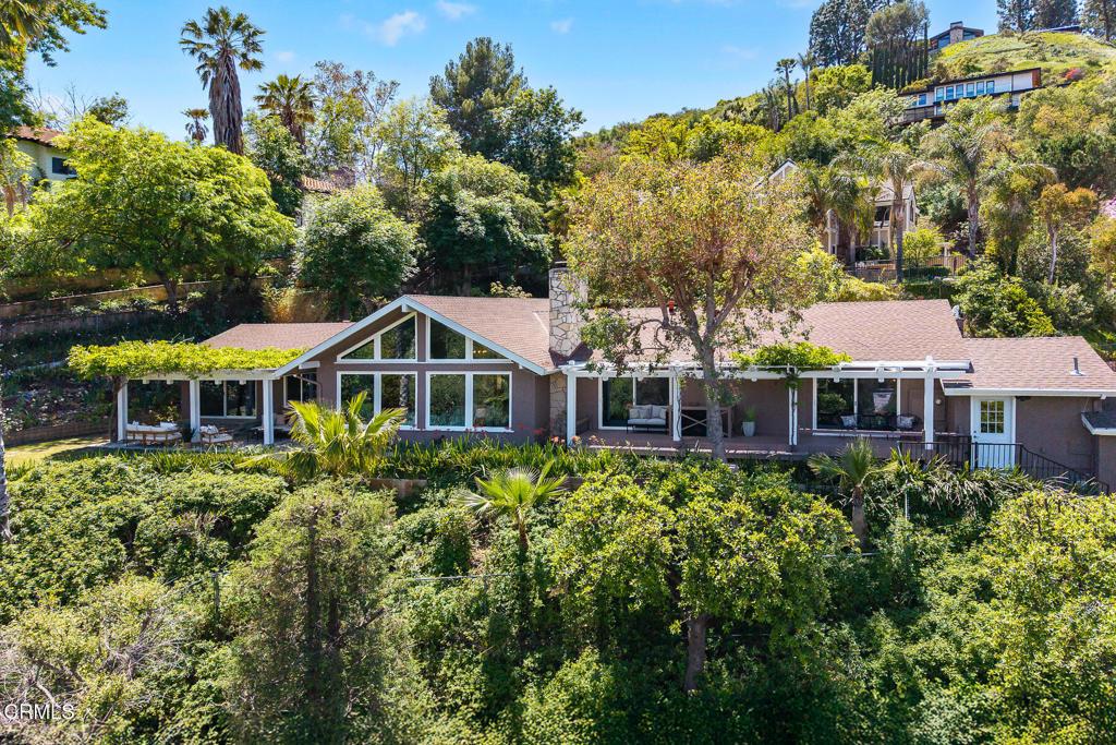 3745 Normandy Dr, La Canada Flintridge, CA 91011 - rear view of property featuring a chimney and a pergola