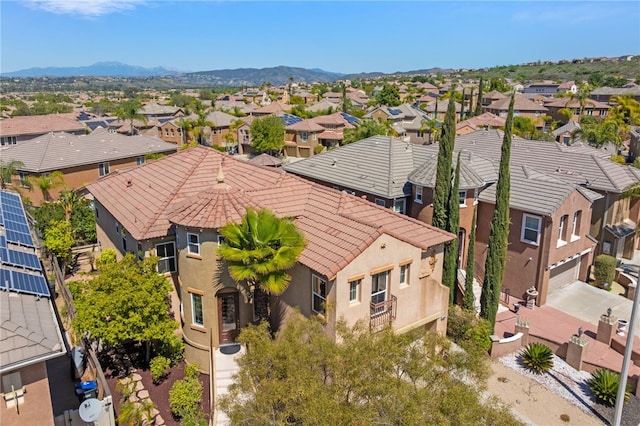 aerial view with a mountain view and a residential view