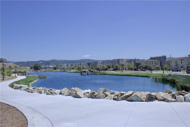 view of water feature with a mountain view