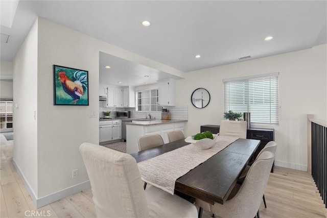 1727 Spreckels Ln, Redondo Beach, CA 90278 - dining room featuring light wood-style floors, baseboards, and recessed lighting