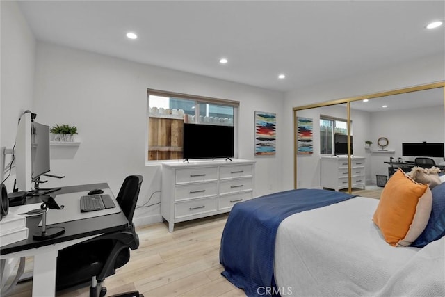 1727 Spreckels Ln, Redondo Beach, CA 90278 - bedroom with a closet, recessed lighting, and light wood-style flooring