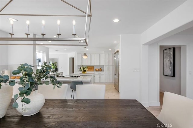 dining area with recessed lighting