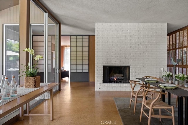 799 Hillview Way, Chico, CA 95926 - living area with a brick fireplace and a textured ceiling