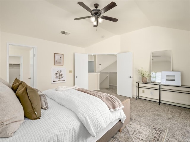 1523 E Pryor Dr, Fresno, CA 93720 - carpeted bedroom featuring a closet, lofted ceiling, a spacious closet, and visible vents