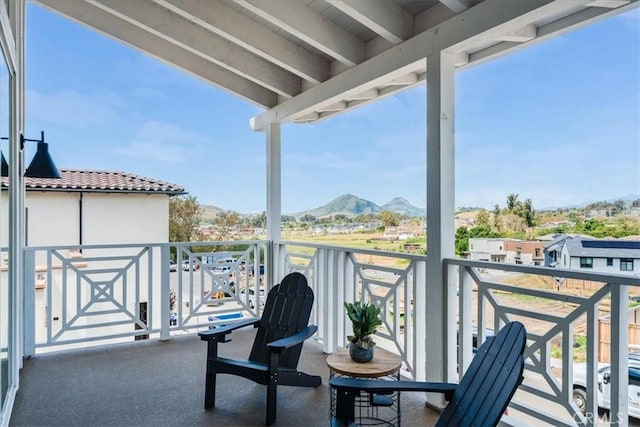 balcony with a mountain view