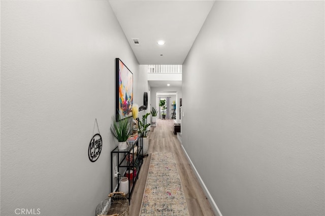 3693 S Grower Ave, Ontario, CA 91761 - hall featuring baseboards, light wood-style floors, visible vents, and recessed lighting