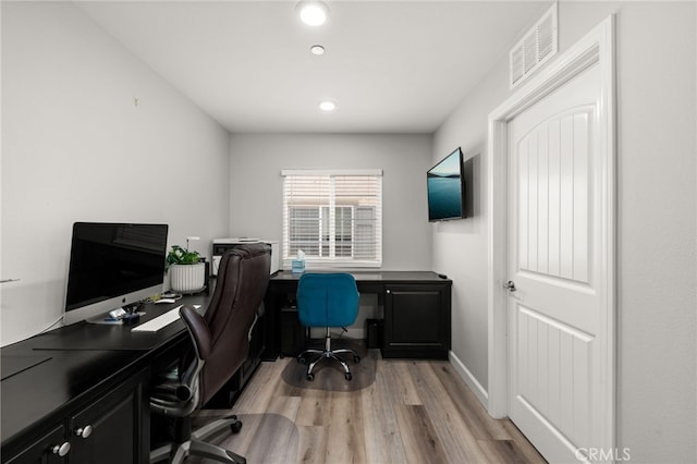 3693 S Grower Ave, Ontario, CA 91761 - office area featuring recessed lighting, light wood-type flooring, and visible vents