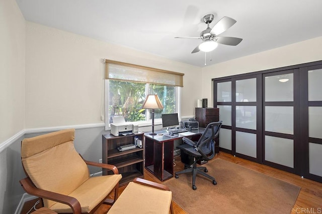 2406 Mcdougal Pl, Alpine, CA 91901 - office space with wood finished floors and a ceiling fan