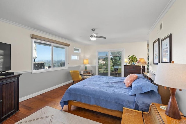 2406 Mcdougal Pl, Alpine, CA 91901 - bedroom featuring wood finished floors, ornamental molding, and ceiling fan