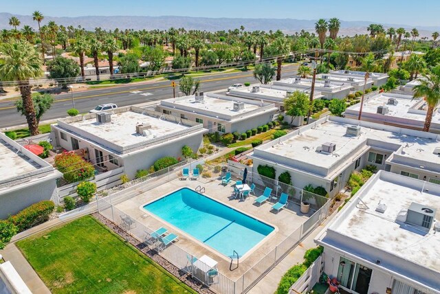 800 E Cottonwood Rd Unit 2, Palm Springs, CA 92262 - bird's eye view of a pool area and a mountain backdrop