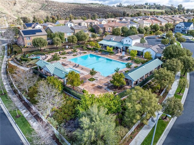 22514 Brightwood Pl, Saugus, CA 91350 - aerial view of residential area featuring a pool area