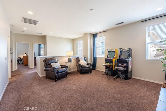 interior space with a healthy amount of sunlight, visible vents, and recessed lighting