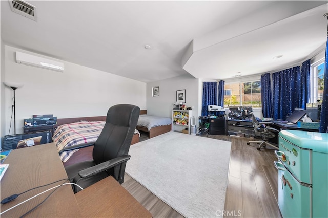 24288 Highcrest Dr, Diamond Bar, CA 91765 - office with wood finished floors, visible vents, and an AC wall unit