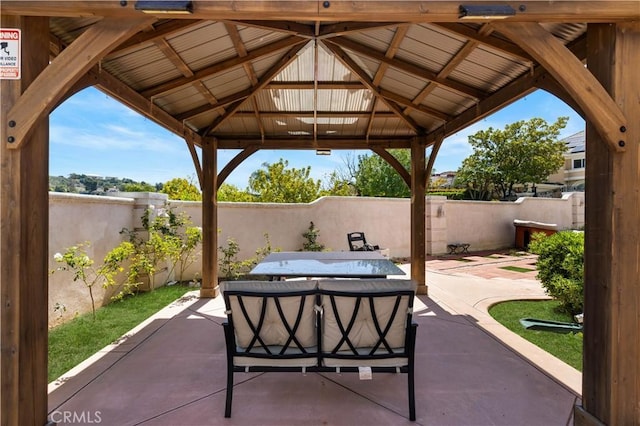 24288 Highcrest Dr, Diamond Bar, CA 91765 - view of patio with an outdoor living space, a gazebo, and fence
