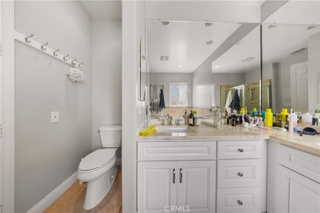 24288 Highcrest Dr, Diamond Bar, CA 91765 - full bath featuring toilet, vanity, visible vents, and a stall shower