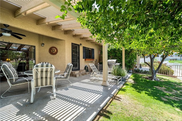 46375 Ryway Pl Unit 2, Palm Desert, CA 92260 - view of patio / terrace with ceiling fan and a pergola