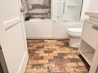 17838-17840 Los Alimos St, Granada Hills, CA 91344 - bathroom featuring washtub / shower combination, brick patterned flooring, and vanity