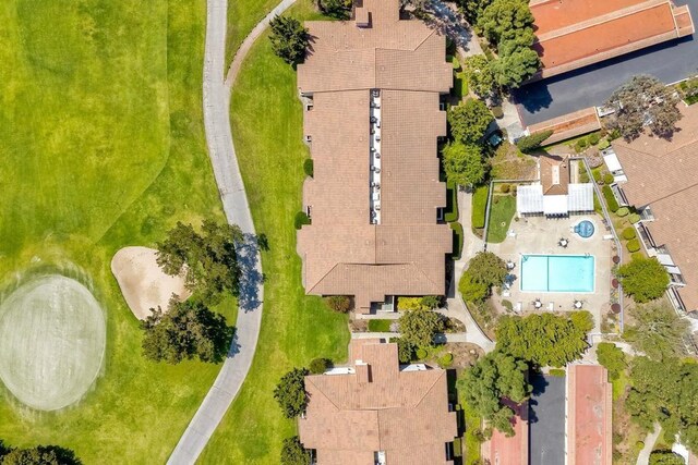 aerial view of a pool