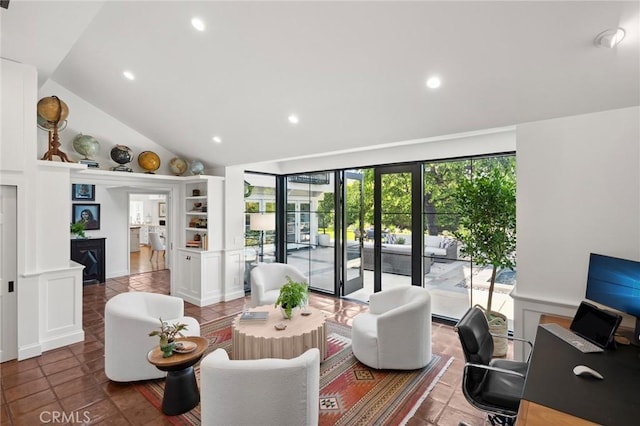 1981 Port Dunleigh Cir, Newport Beach, CA 92660 - tiled living room featuring high vaulted ceiling and recessed lighting