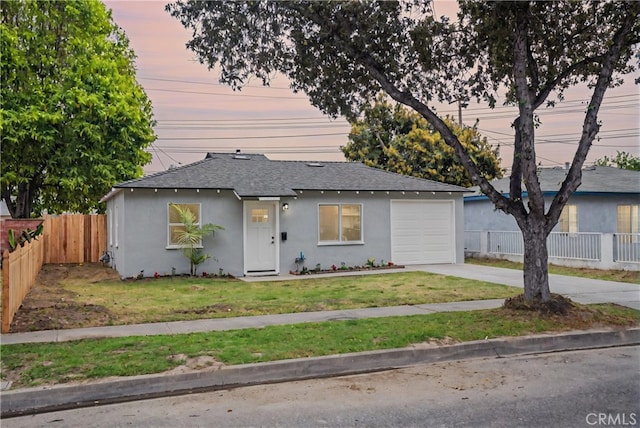 6022 Camerino, Lakewood, CA 90713 - view of front of property with stucco siding, concrete driveway, roof with shingles, and a garage