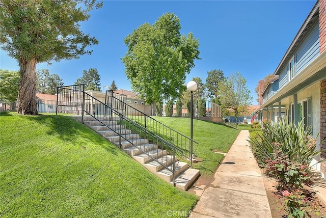 28 Dearborn Cir, Redlands, CA 92374 - view of yard featuring stairway