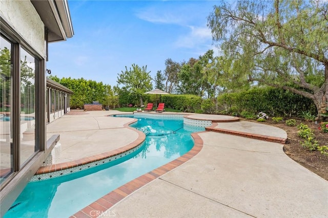 view of pool with a patio and a fenced in pool