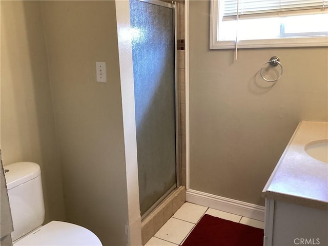822 Greenberry Dr, La Puente, CA 91744 - full bath with tile patterned floors, vanity, a shower stall, and toilet
