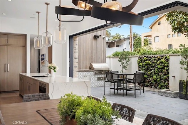 429 Marigold Ave, Corona Del Mar, CA 92625 - view of patio / terrace featuring area for grilling, outdoor dining area, grilling area, and a sink