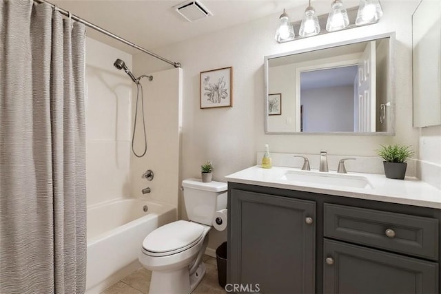 3014 Enrique Unit 98, San Clemente, CA 92673 - full bathroom with toilet, vanity, shower / tub combo, and tile patterned floors
