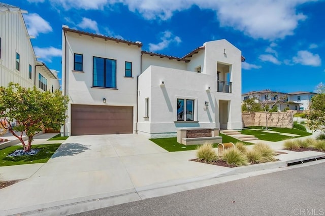 6222 Artisan Way, San Diego, CA 92130 - mediterranean / spanish home with stucco siding, an attached garage, driveway, and a balcony
