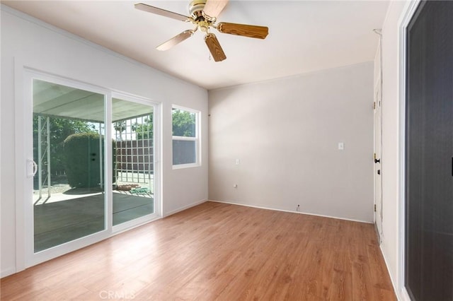 28590 Middlebury Way, Menifee, CA 92586 - empty room featuring light wood-type flooring, ceiling fan, and baseboards