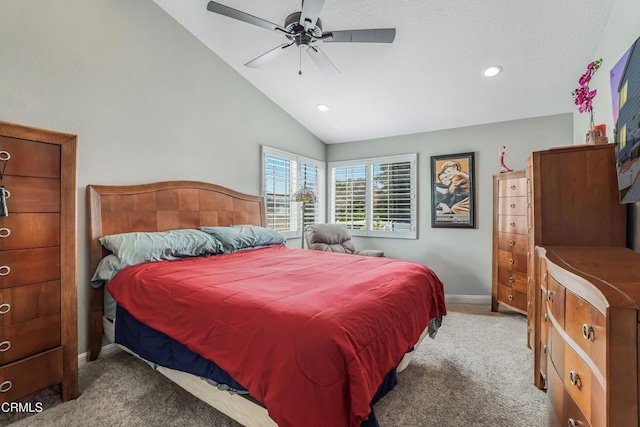 2752 Lemon Dr, Simi Valley, CA 93063 - bedroom with carpet, lofted ceiling, recessed lighting, and ceiling fan